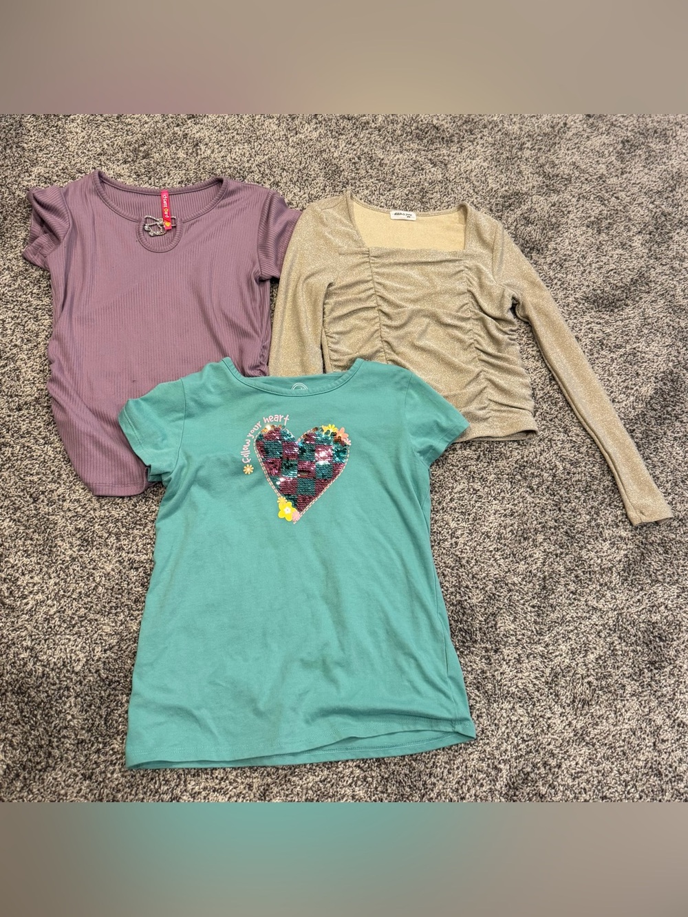 Lot of 3 sparkle and shimmer size 10/12 shirts